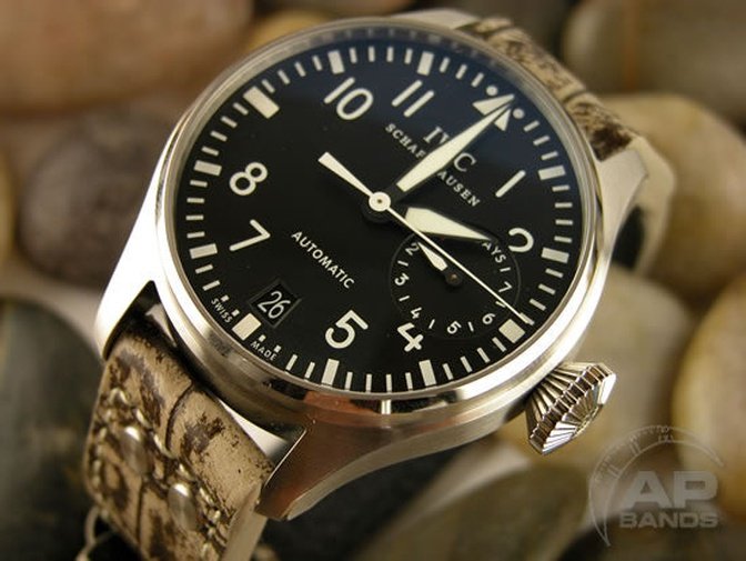 Prototipo Capolavoro Vintage Desert Alligator Leather Tang Strap For IWC Big Pilot, Stowa, Debaufre