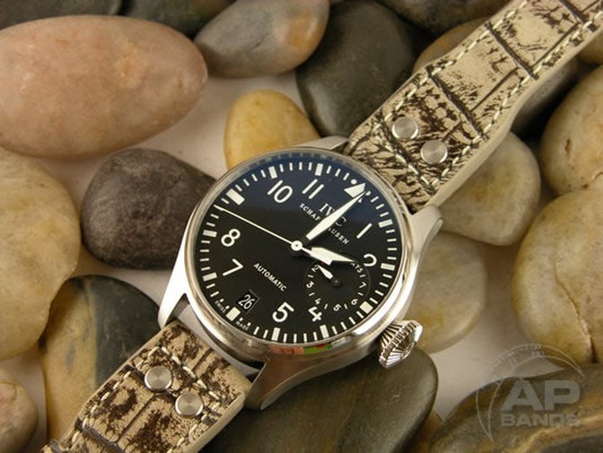 Prototipo Capolavoro Vintage Desert Alligator Leather Tang Strap For IWC Big Pilot, Stowa, Debaufre