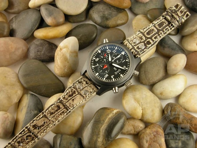 Prototipo Capolavoro Vintage Desert Alligator Leather Tang Strap For IWC Big Pilot, Stowa, Debaufre