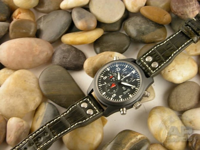 Prototipo Capolavoro Vintage Military Green Alligator Leather Deployant Strap For IWC Big Pilot, Stowa, Deba