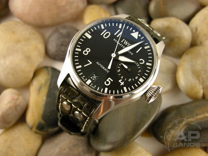 Prototipo Capolavoro Vintage Military Green Alligator Leather Deployant Strap For IWC Big Pilot, Stowa, Deba