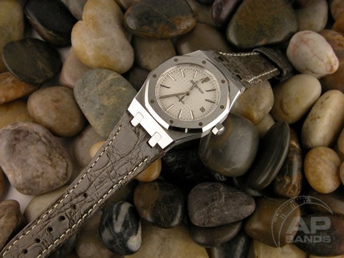 Prototipo Vintage Brown Grey Crocodile Leather Strap For Audemars Piguet Royal Oak