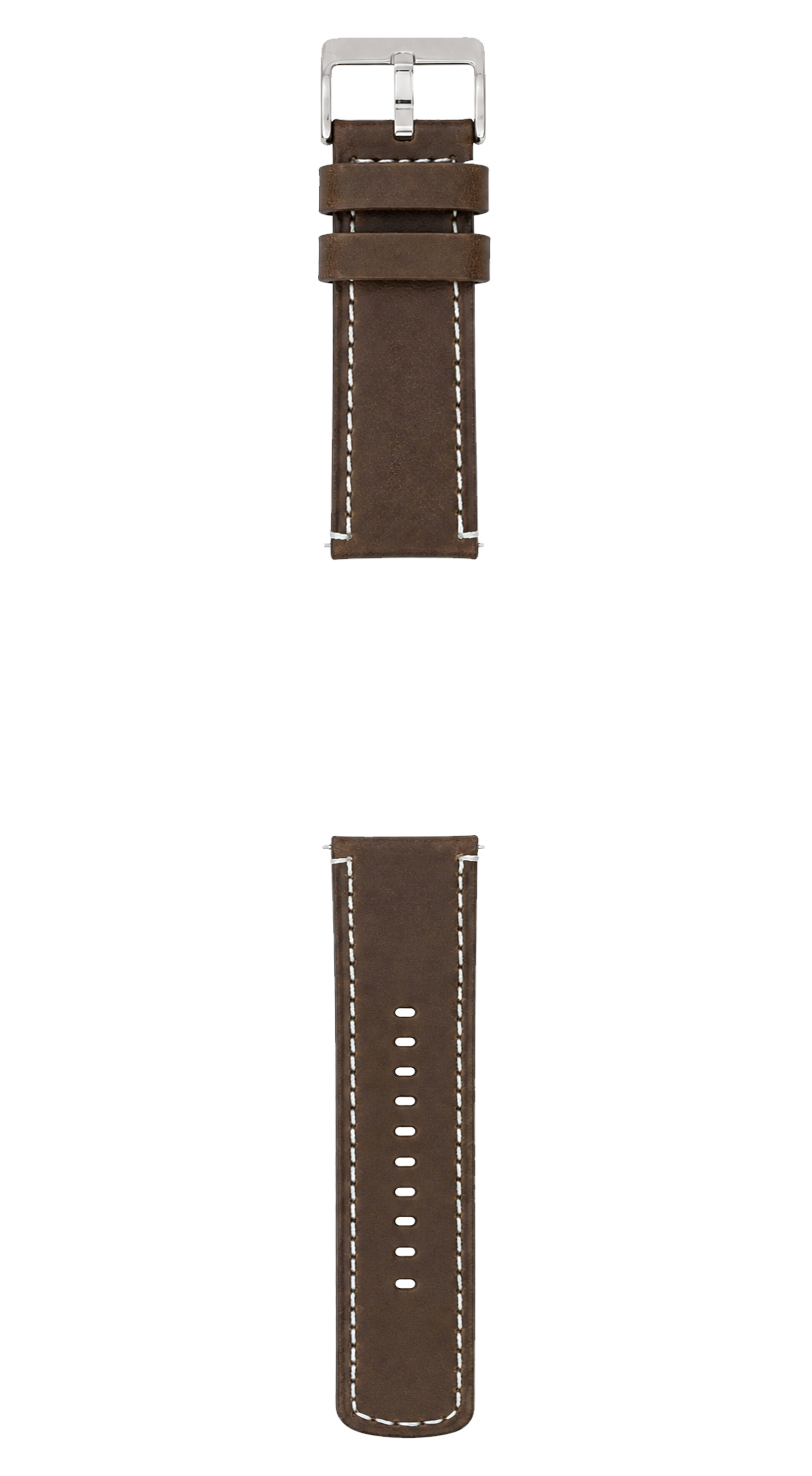 Saddle Brown Leather White Stitching Quick Release Watch Band