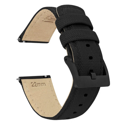 Samsung Galaxy Watch Active 2 | Sailcloth Quick Release | Black - Barton Watch Bands