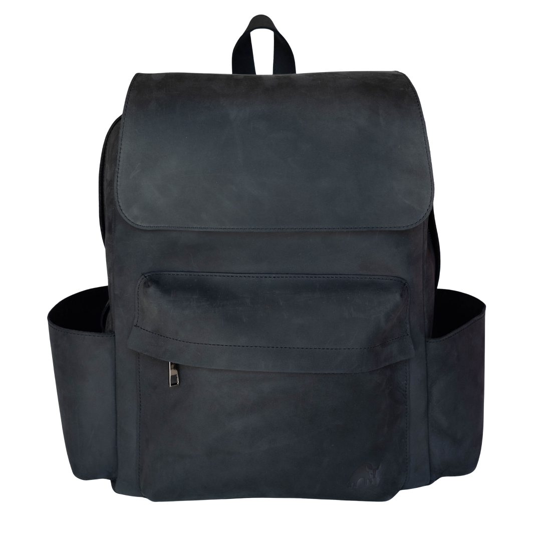Leather Rugged Backpack - Black Edition