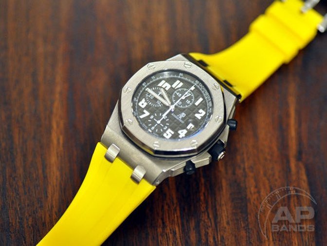 Scuta 100 Rubber Strap Yellow For Audemars Piguet Royal Oak Offshore Barton Watch Bands