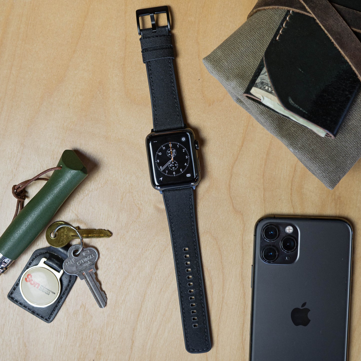 Apple Watch | Black Cordura Fabric and Silicone Hybrid - Barton Watch Bands