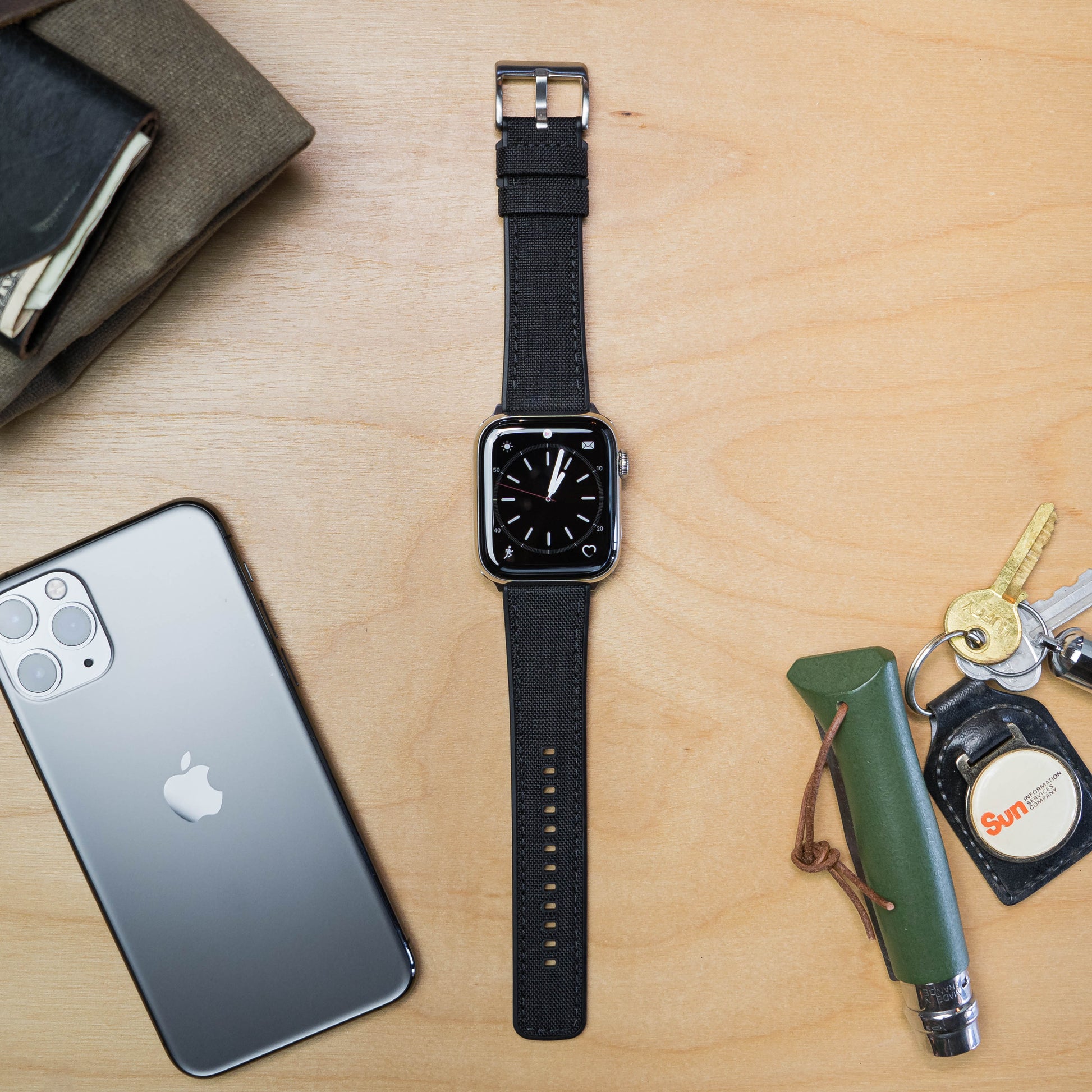 Apple Watch | Black Cordura Fabric and Silicone Hybrid - Barton Watch Bands