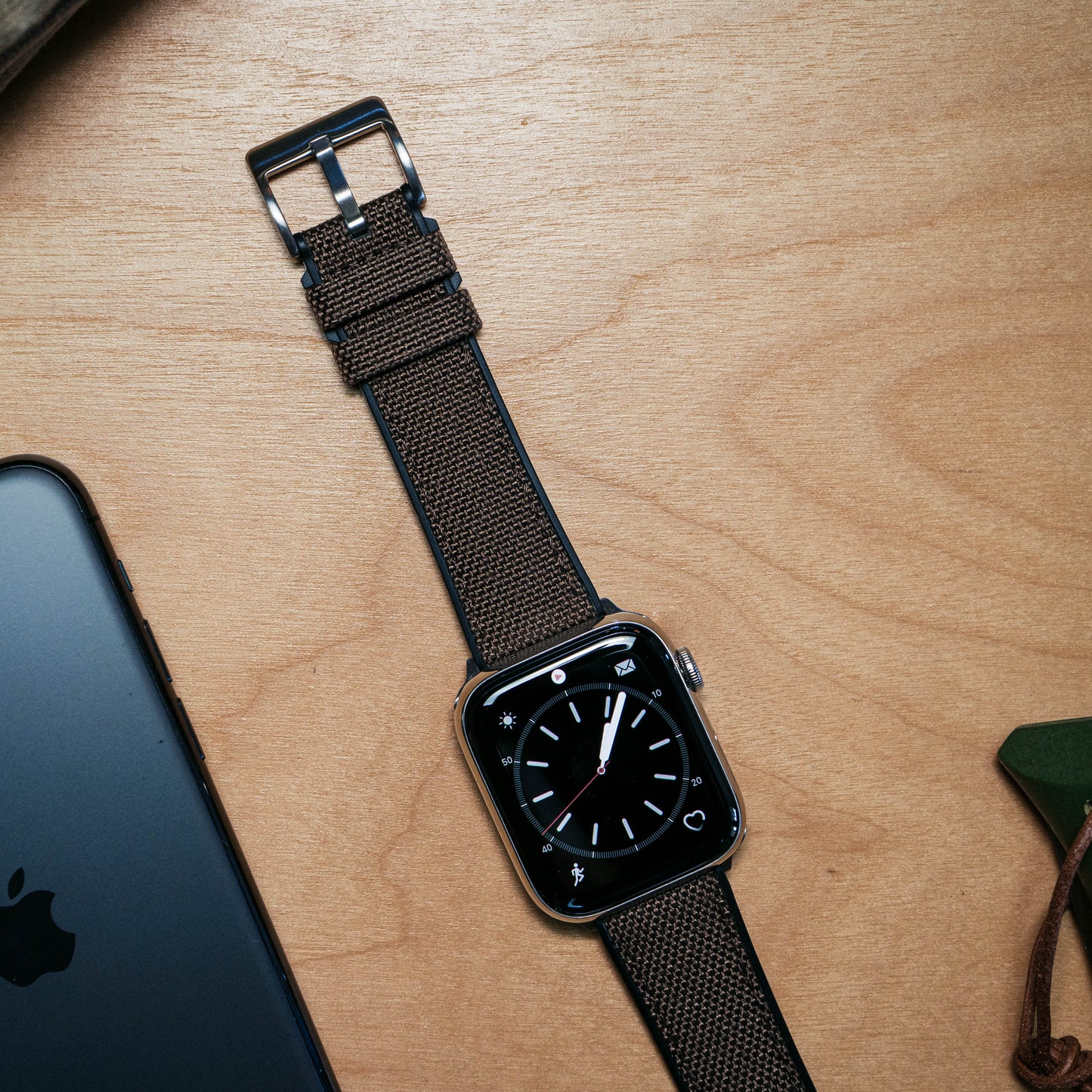 Apple Watch | Chocolate Brown Cordura Fabric and Silicone Hybrid - Barton Watch Bands