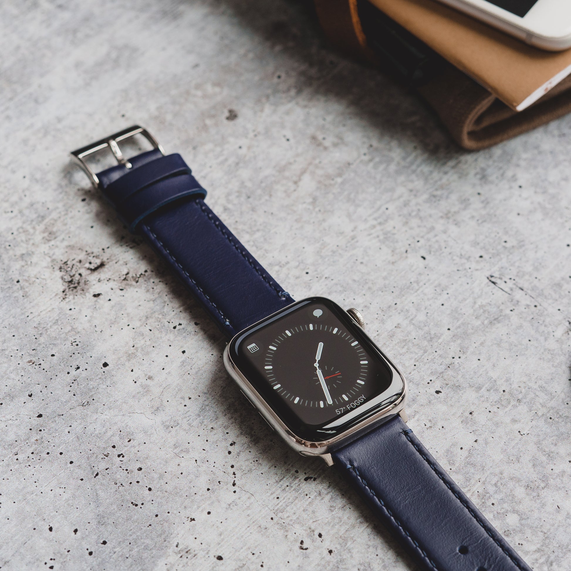 Apple Watch | Navy Blue Leather & Stitching - Barton Watch Bands