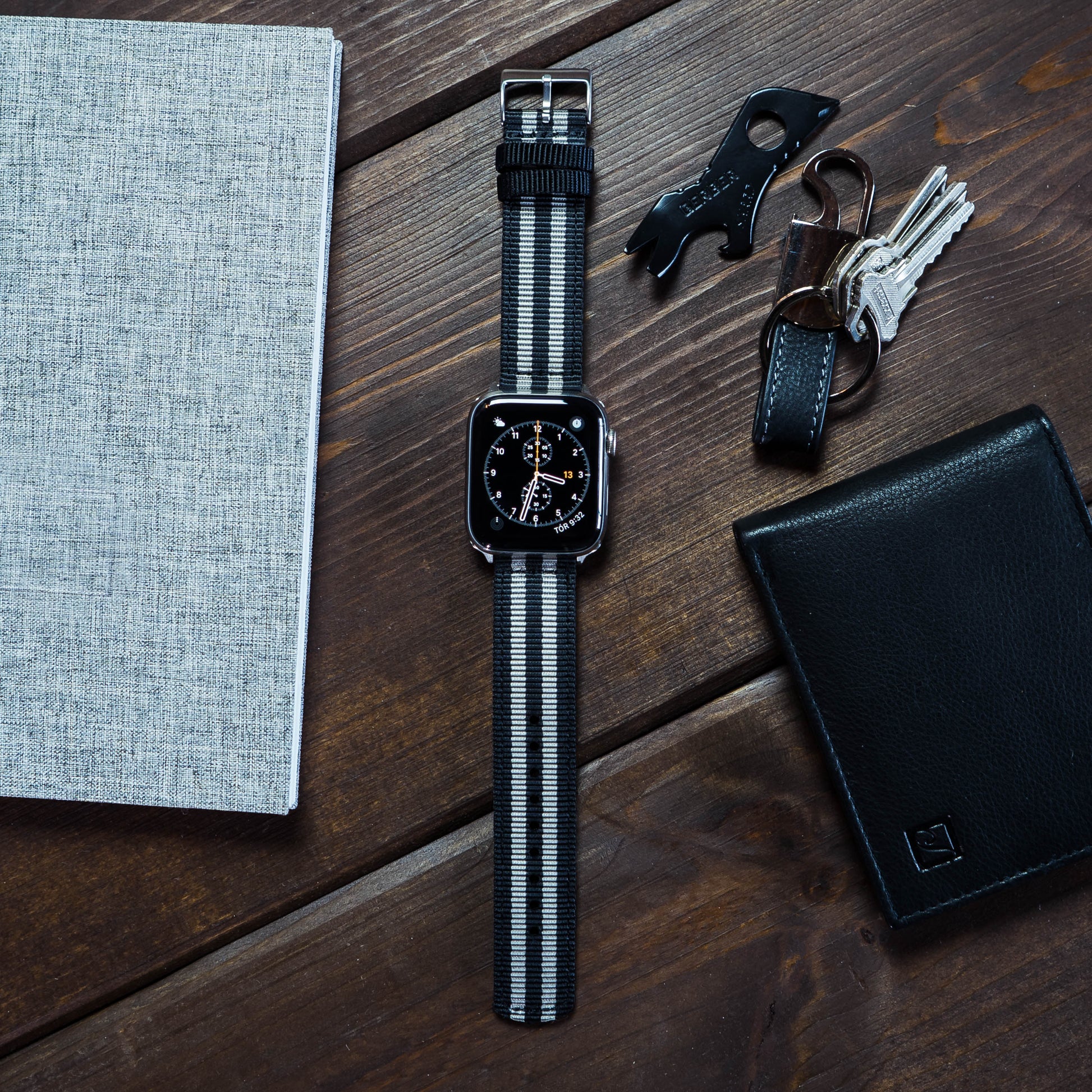 Apple Watch | Two-piece NATO style | Smoke & Black Bond - Barton Watch Bands