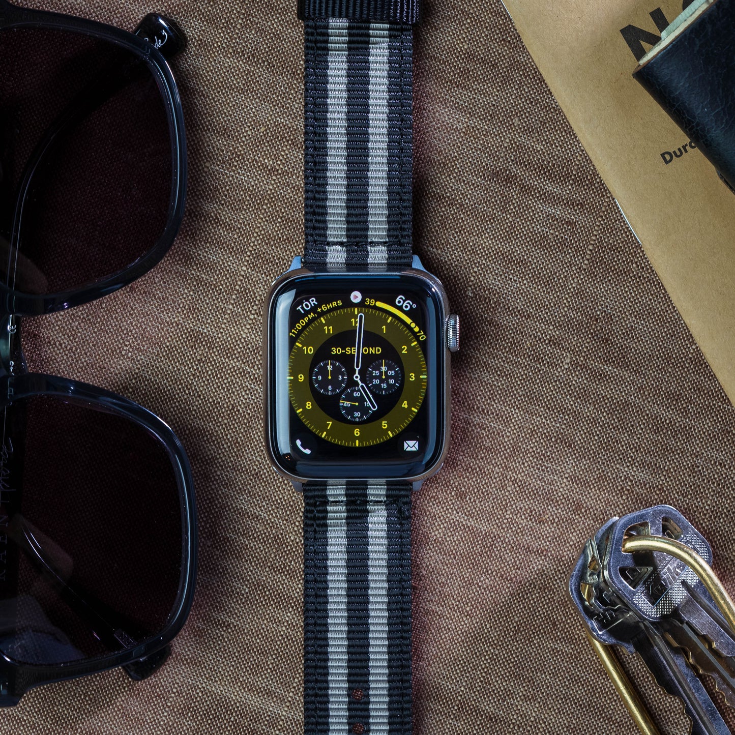 Apple Watch | Two-piece NATO Style | Smoke & Black Bond - Barton Watch Bands