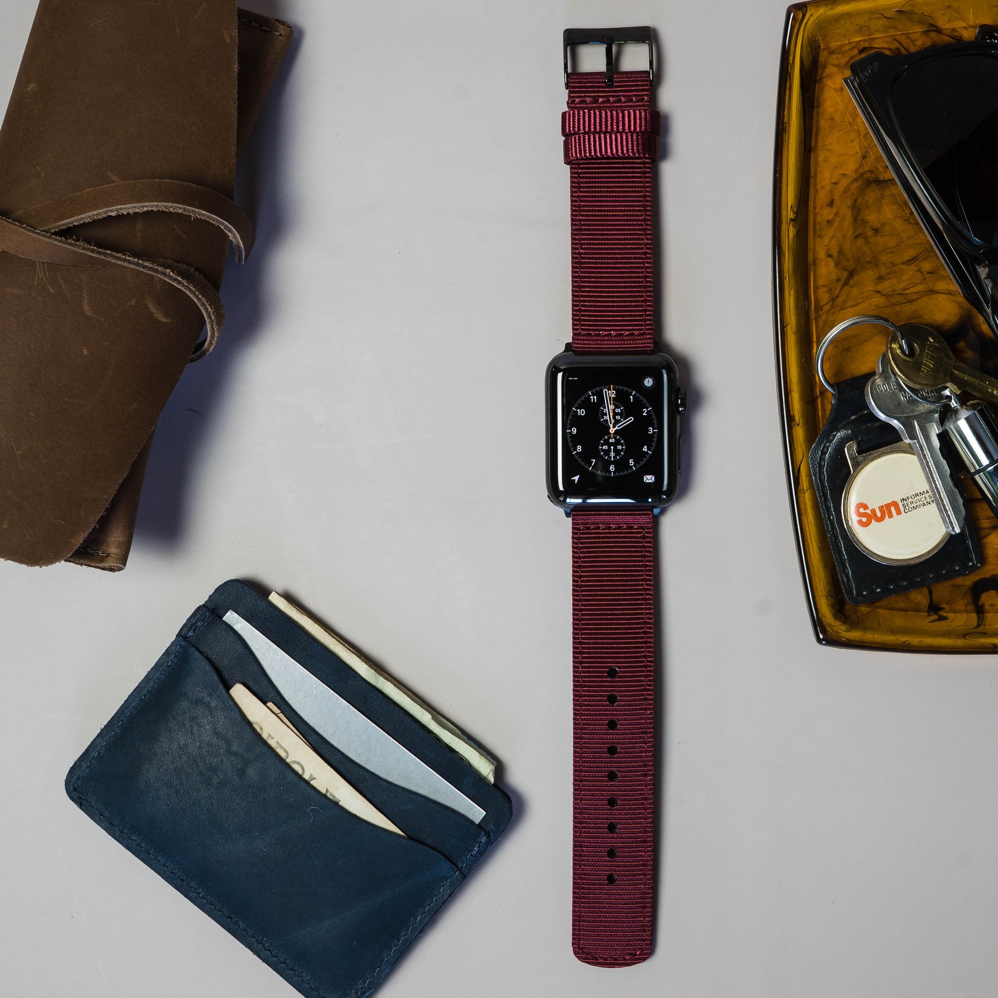 Apple Watch | Two-piece NATO® style | Merlot - Barton Watch Bands