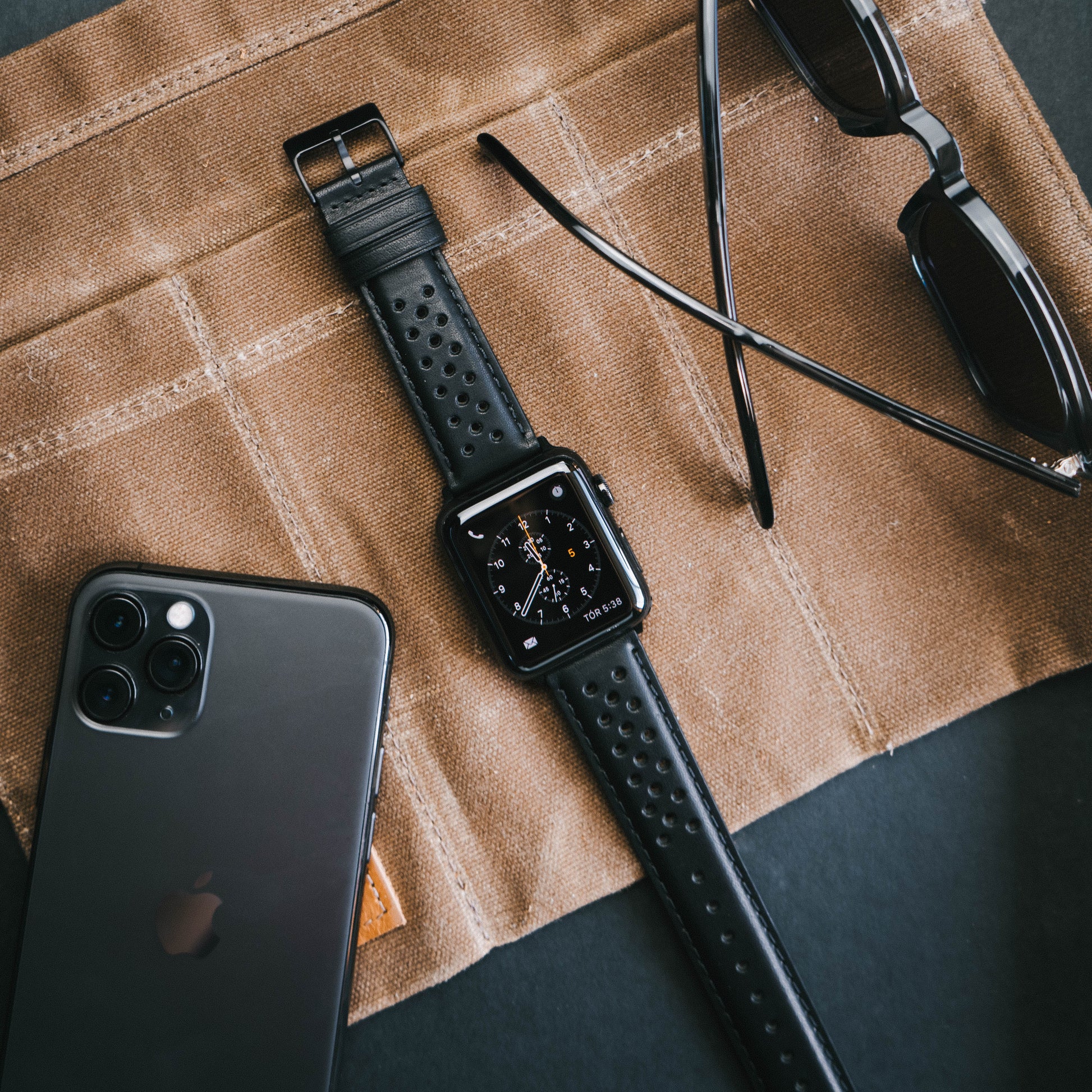 Apple Watch | Black Racing Horween Leather - Barton Watch Bands