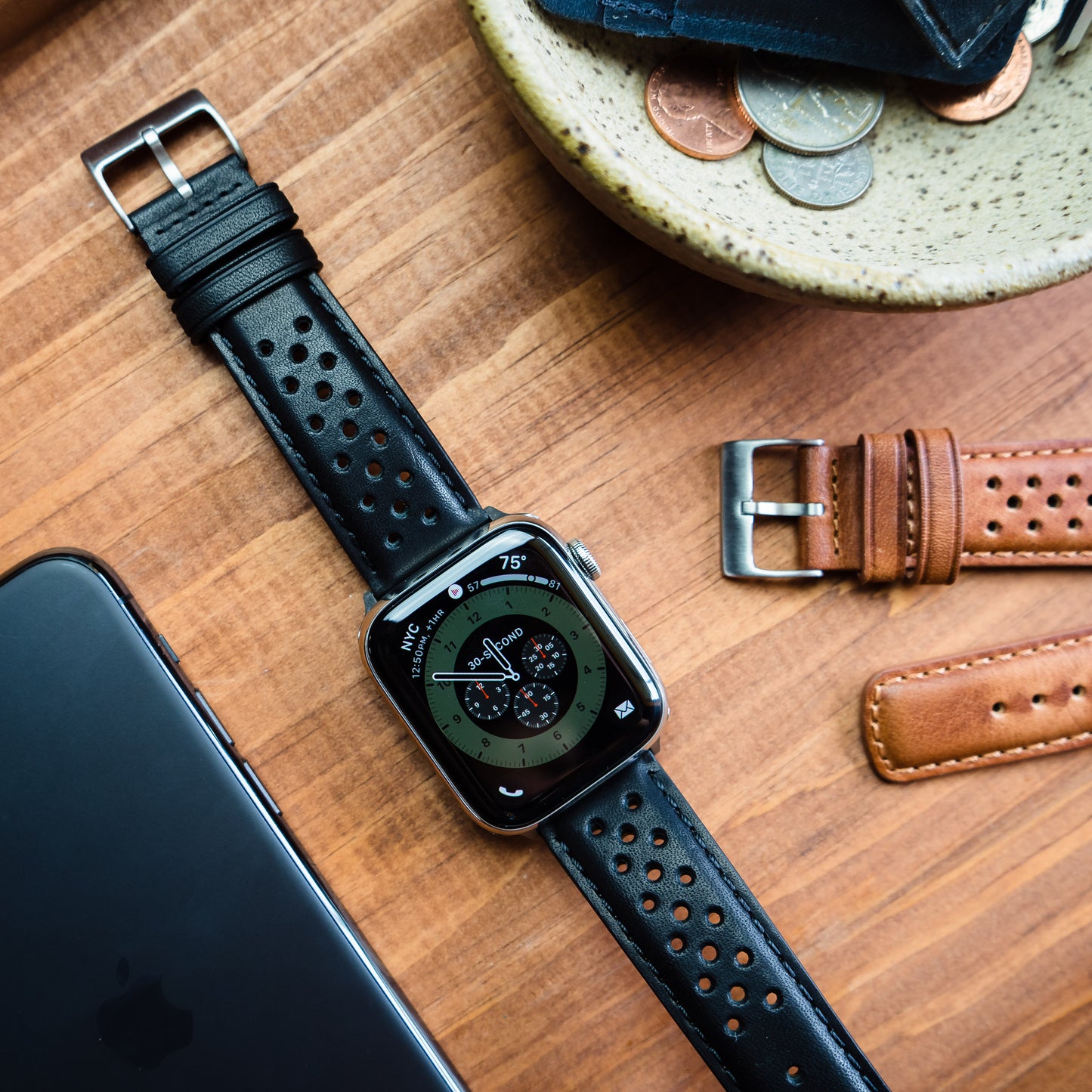 Apple Watch | Black Racing Horween Leather - Barton Watch Bands