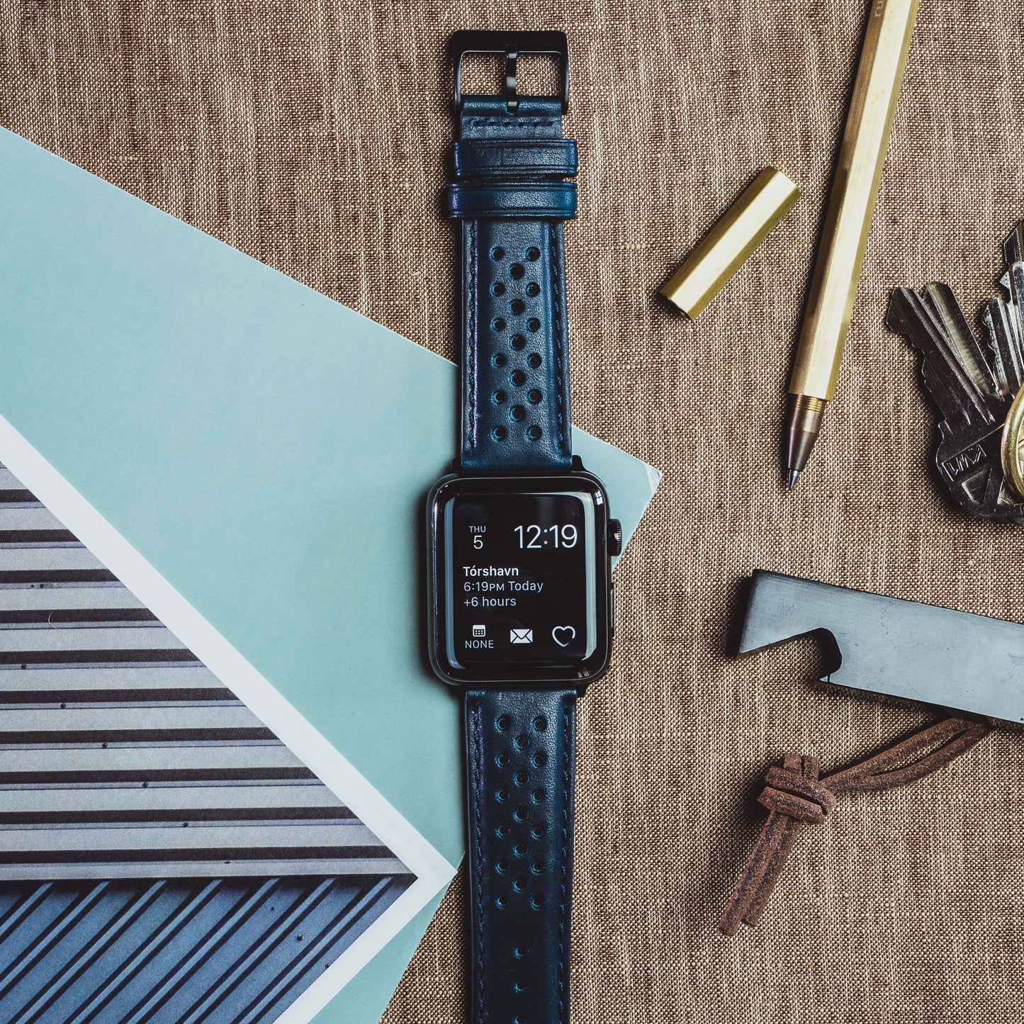 Apple Watch | Navy Blue Racing Horween Leather - Barton Watch Bands