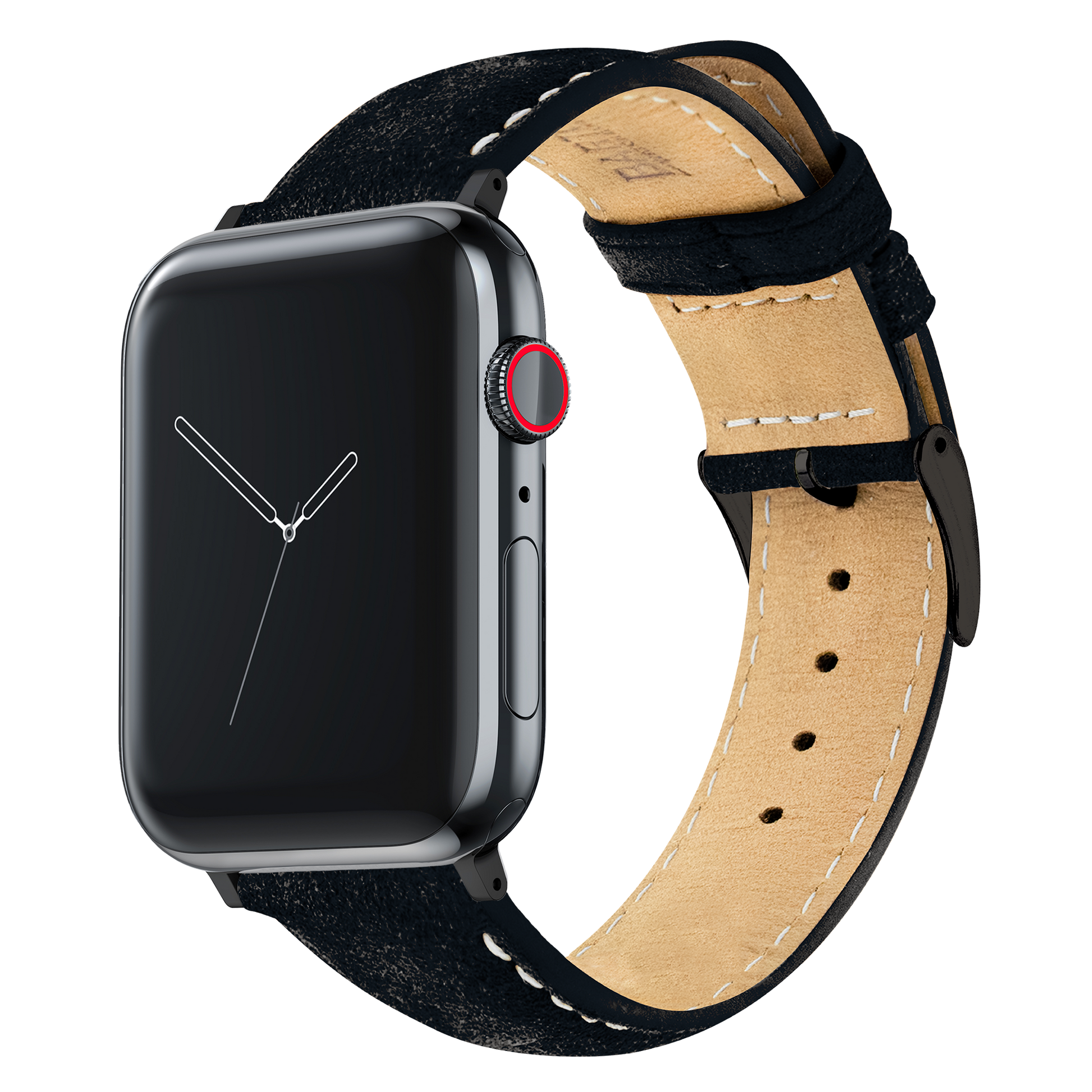 Apple Watch | Black Suede & Linen White Stitching - Barton Watch Bands