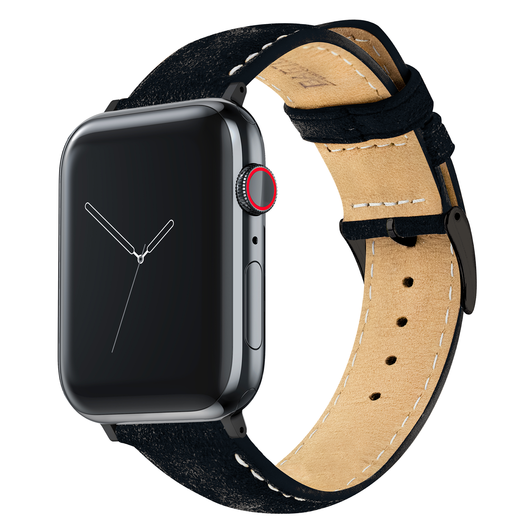 Apple Watch | Black Suede & Linen White Stitching - Barton Watch Bands