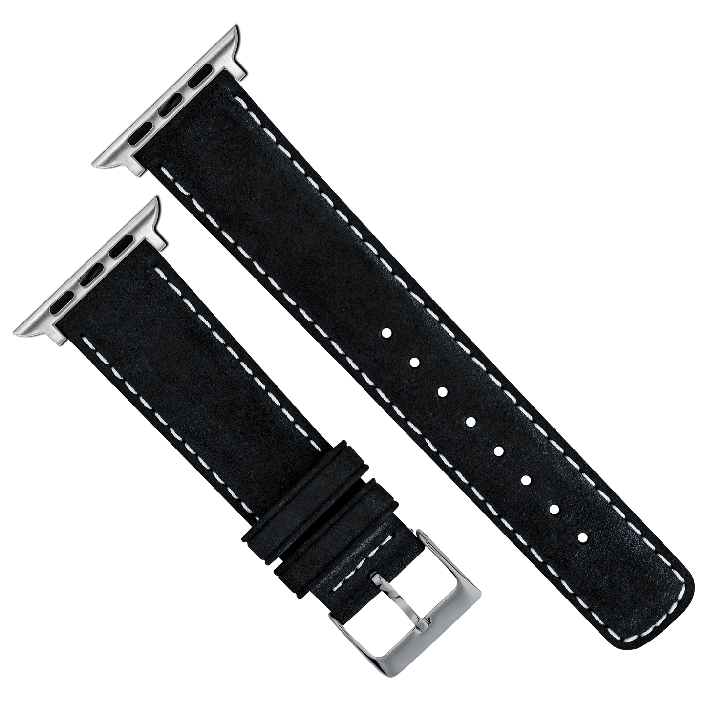 Apple Watch | Black Suede & Linen White Stitching - Barton Watch Bands