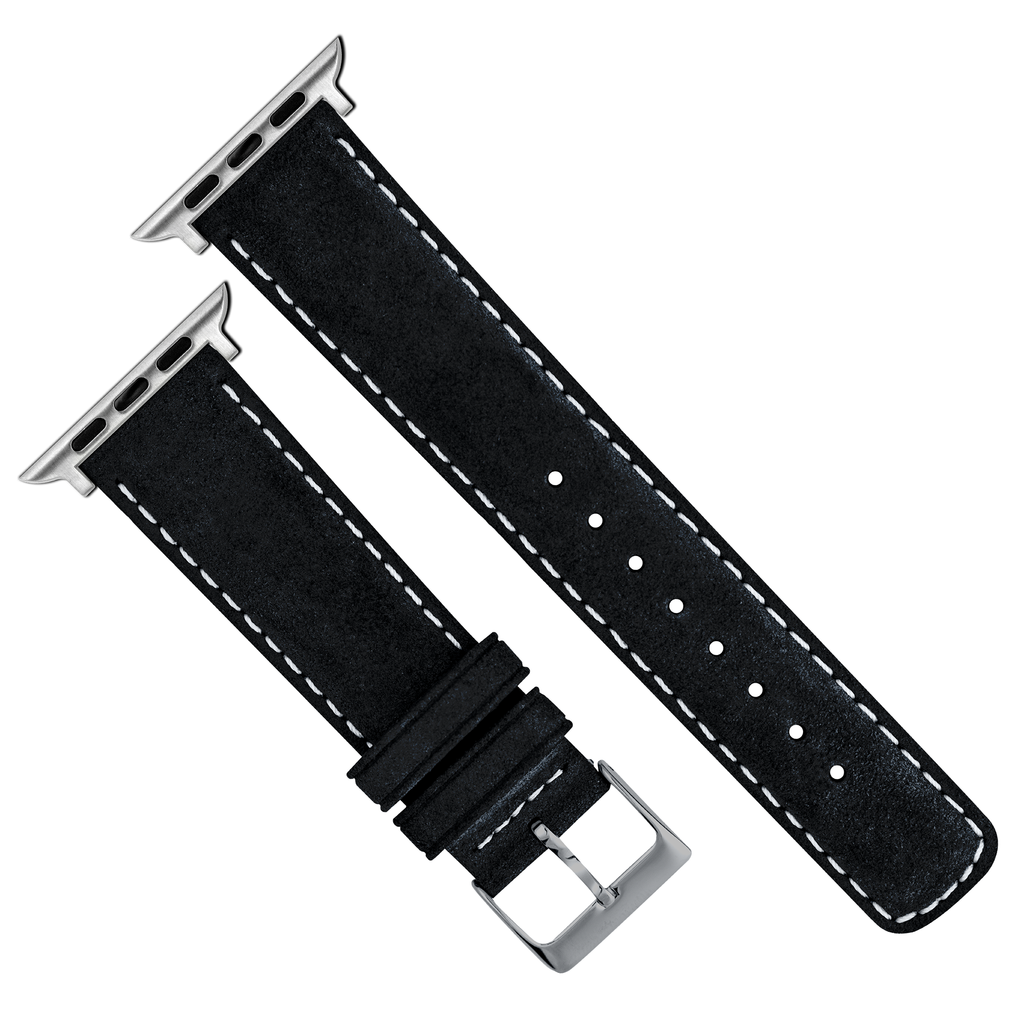 Apple Watch | Black Suede & Linen White Stitching - Barton Watch Bands
