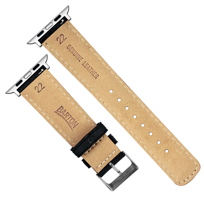 Apple Watch | Black Suede & Linen White Stitching - Barton Watch Bands