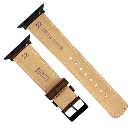 Apple Watch | Chocolate Brown Suede & Linen White Stitching - Barton Watch Bands