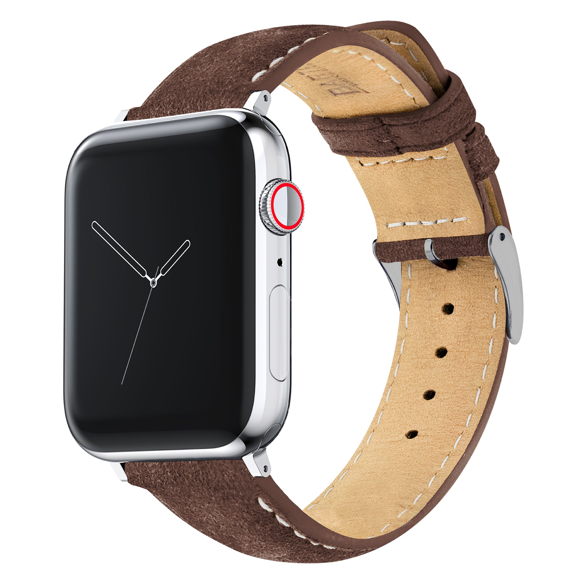 Apple Watch | Root Brown Suede & Linen White Stitching - Barton Watch Bands