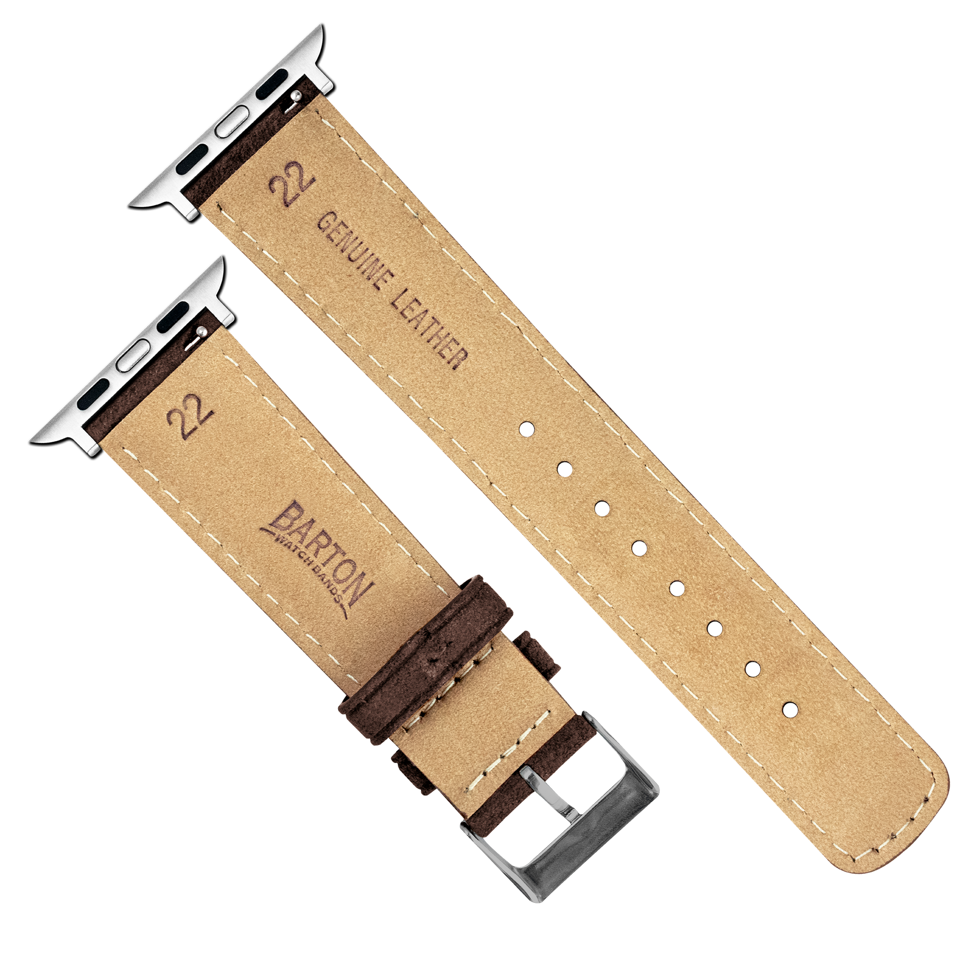Apple Watch | Root Brown Suede & Linen White Stitching - Barton Watch Bands