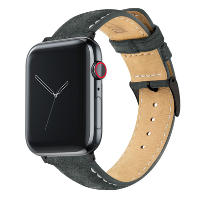 Apple Watch | Slate Grey Suede & Linen White Stitching - Barton Watch Bands