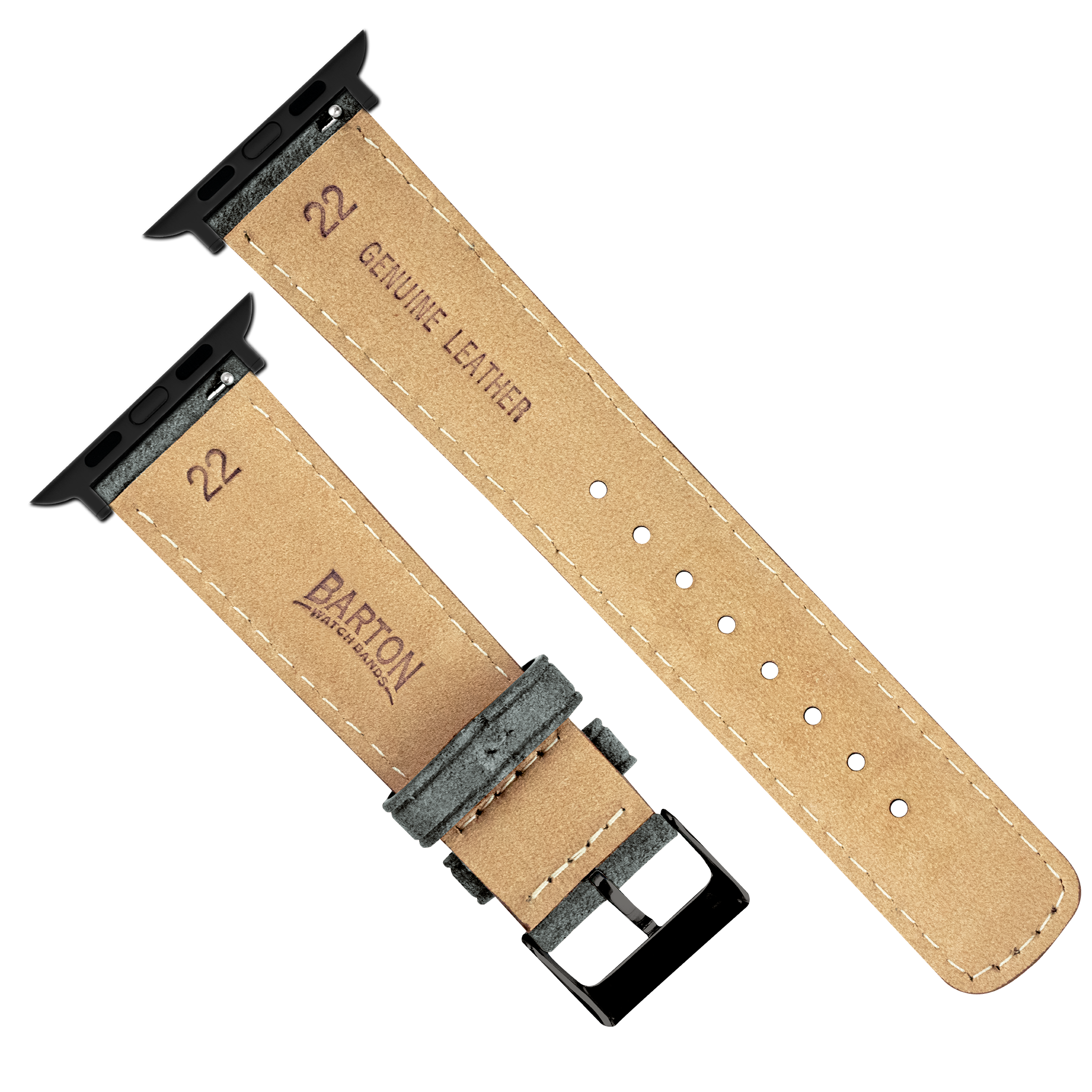 Apple Watch | Slate Grey Suede & Linen White Stitching - Barton Watch Bands