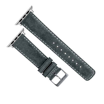 Apple Watch | Slate Grey Suede & Linen White Stitching - Barton Watch Bands