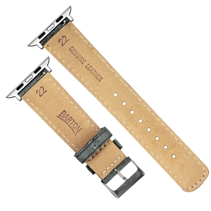 Apple Watch | Slate Grey Suede & Linen White Stitching - Barton Watch Bands
