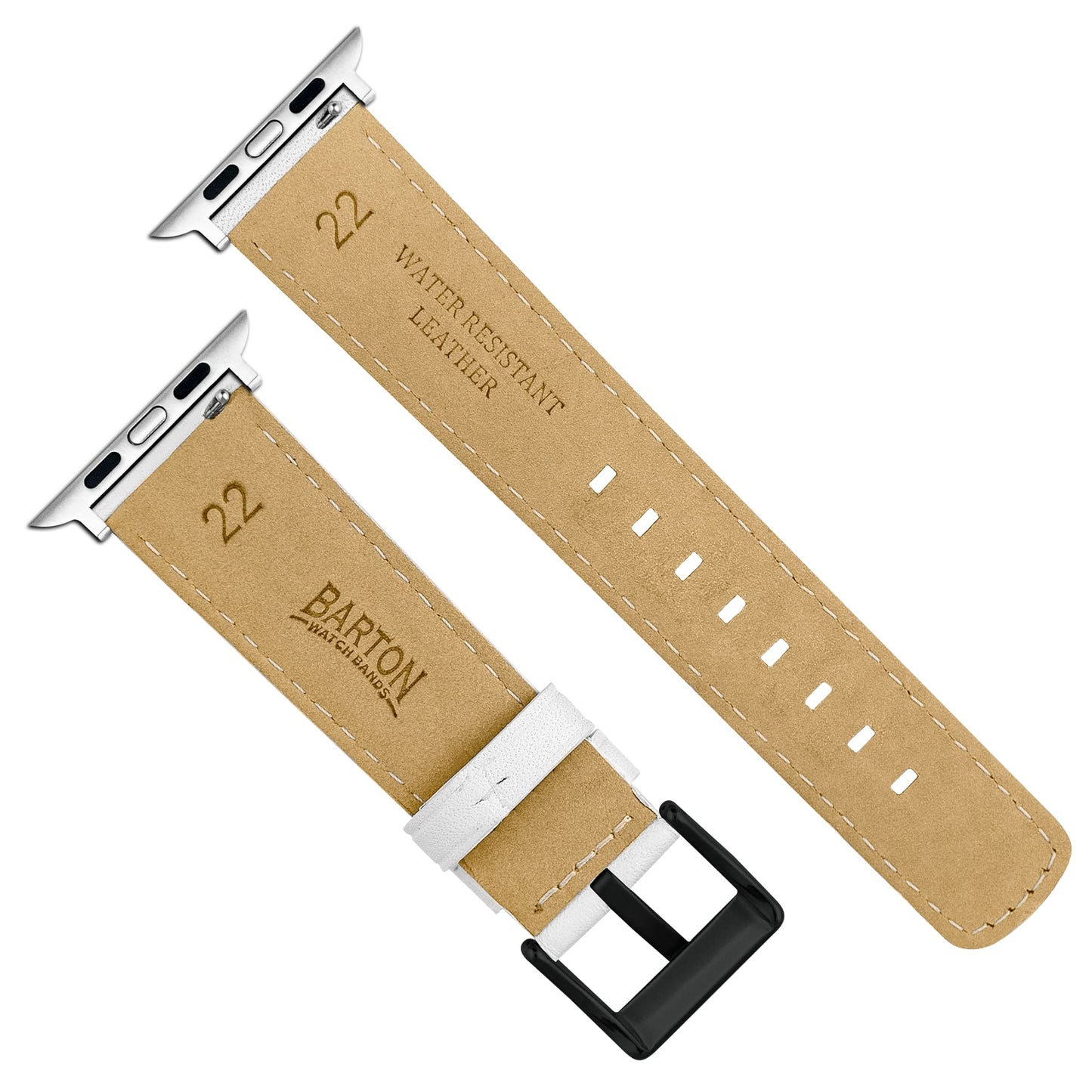 Apple Watch White Pittards Performance Leather White Stitching Watch Band