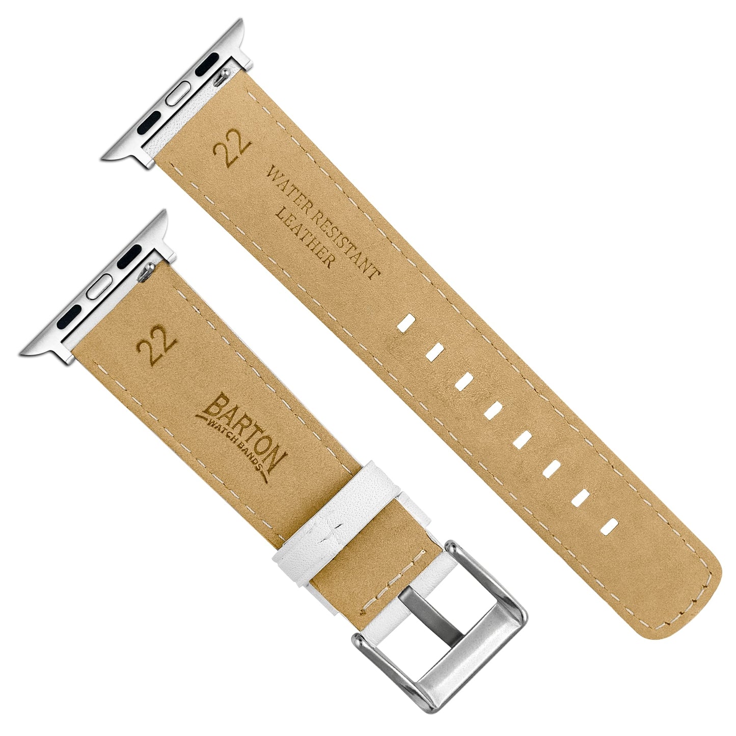 Apple Watch White Pittards Performance Leather White Stitching Watch Band
