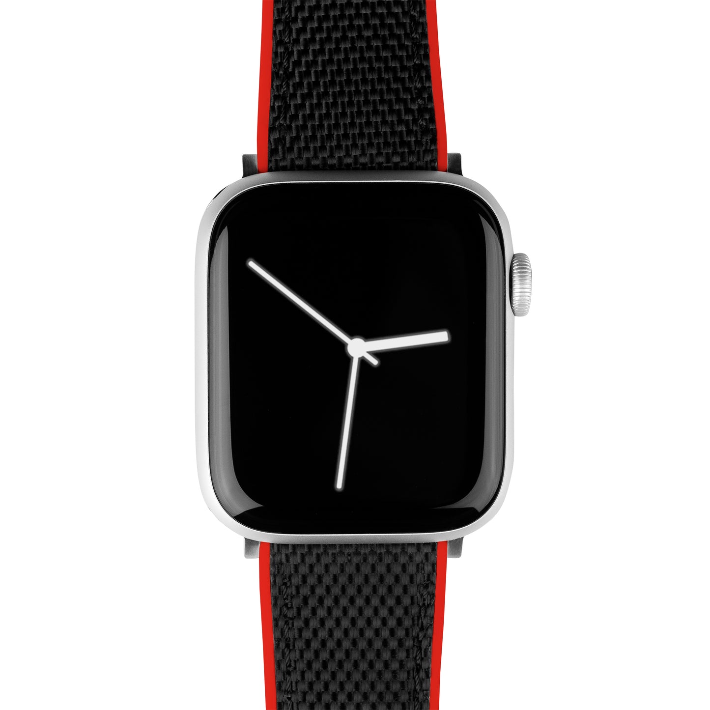 Apple Watch Black Cordura Fabric And Crimson Red Silicone Hybrid Watch Band