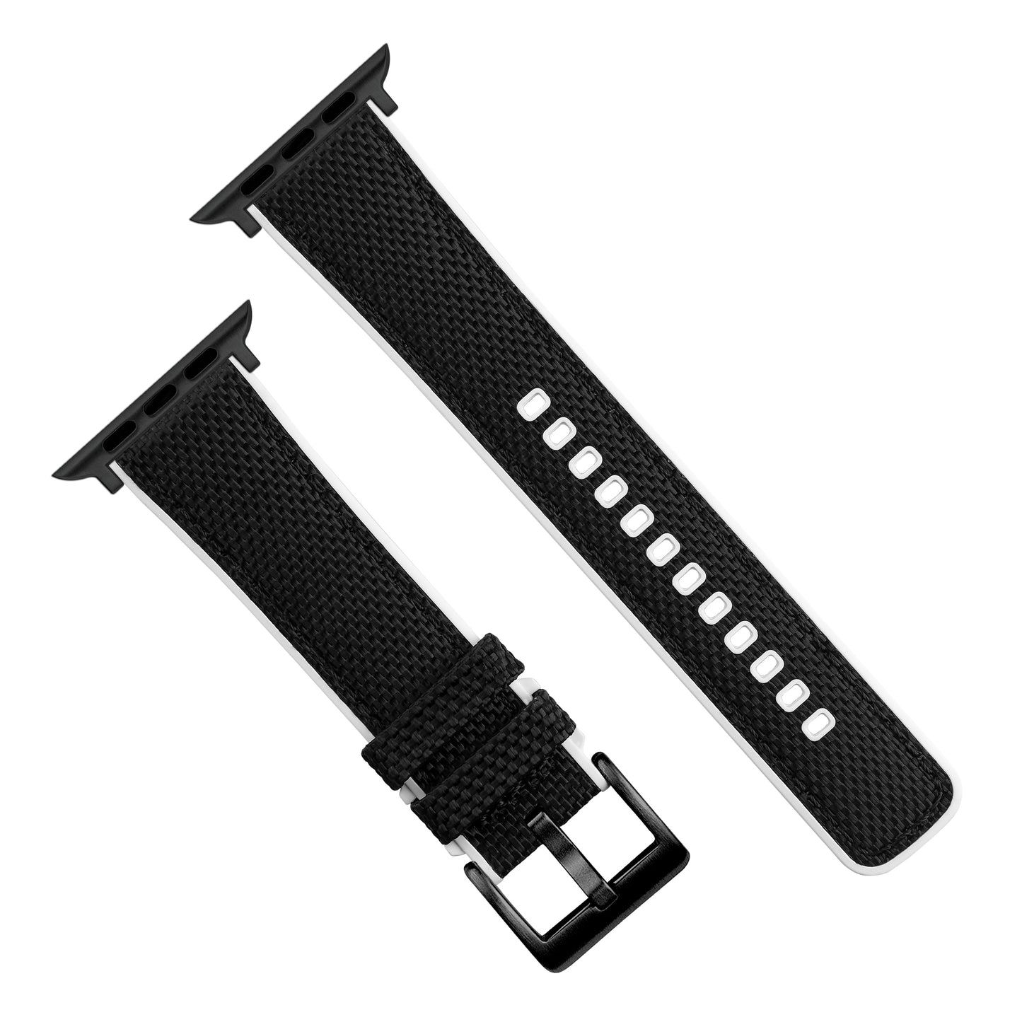 Apple Watch Black Cordura Fabric And White Silicone Hybrid Watch Band