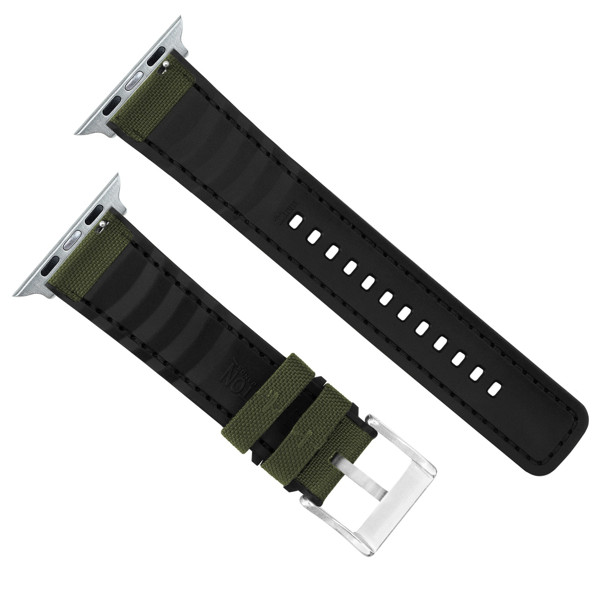 Apple Watch | Army Green Cordura Fabric and Silicone Hybrid - Barton Watch Bands