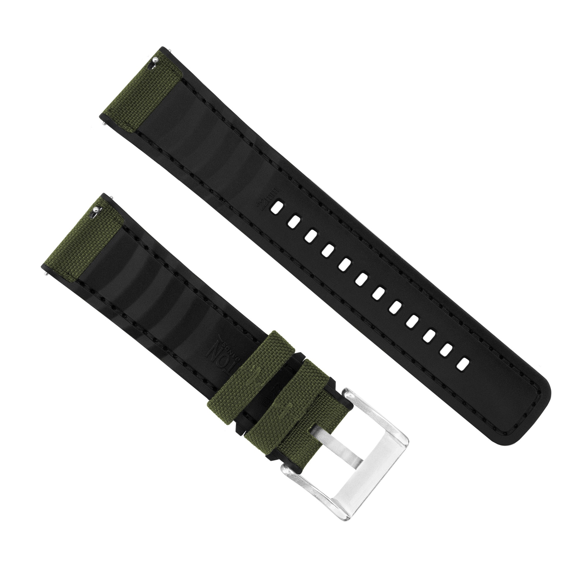 Samsung Galaxy Watch3 | Cordrua Fabric & Silicone Hybrid | Army Green - Barton Watch Bands
