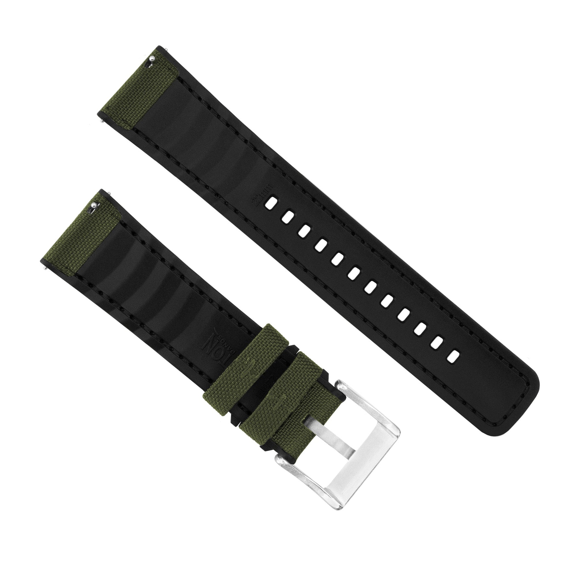 Samsung Galaxy Watch | Cordrua Fabric & Silicone Hybrid | Army Green - Barton Watch Bands