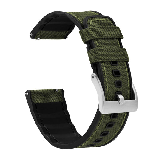 Samsung Galaxy Watch | Cordrua Fabric & Silicone Hybrid | Army Green - Barton Watch Bands