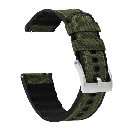 Samsung Galaxy Watch5 | Cordrua Fabric & Silicone Hybrid | Army Green - Barton Watch Bands