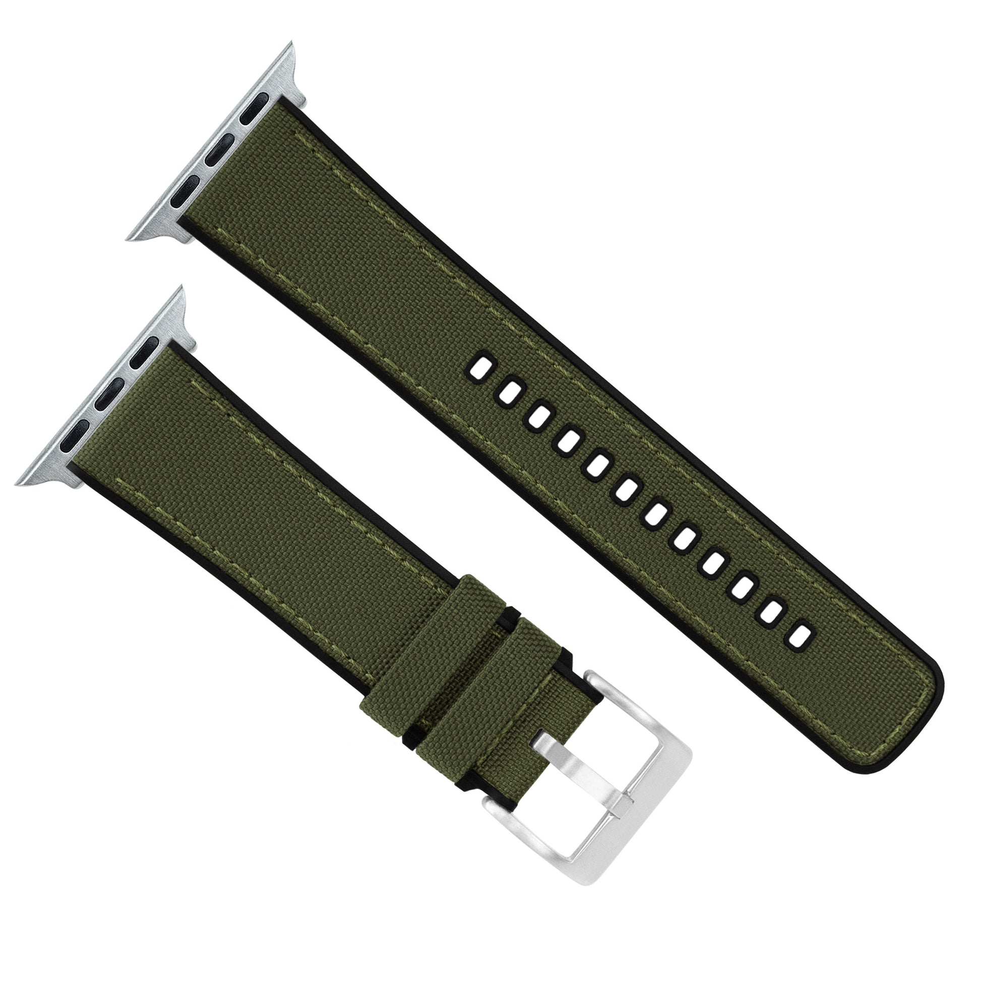 Apple Watch | Army Green Cordura Fabric and Silicone Hybrid - Barton Watch Bands