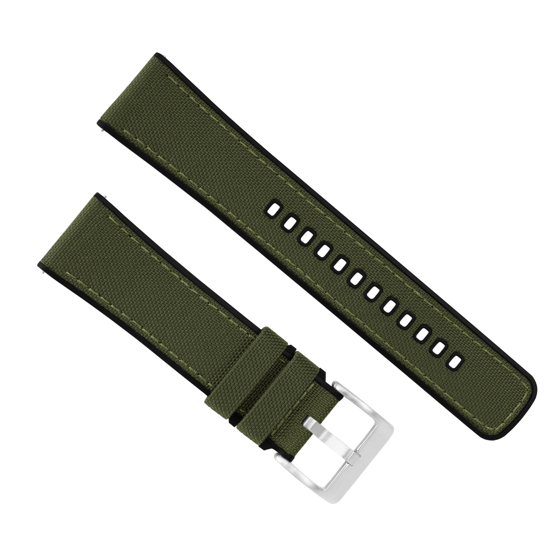 Samsung Galaxy Watch3 | Cordrua Fabric & Silicone Hybrid | Army Green - Barton Watch Bands