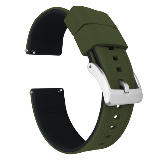 Samsung Galaxy Watch4 | Elite Silicone | Army Green Top / Black Bottom - Barton Watch Bands