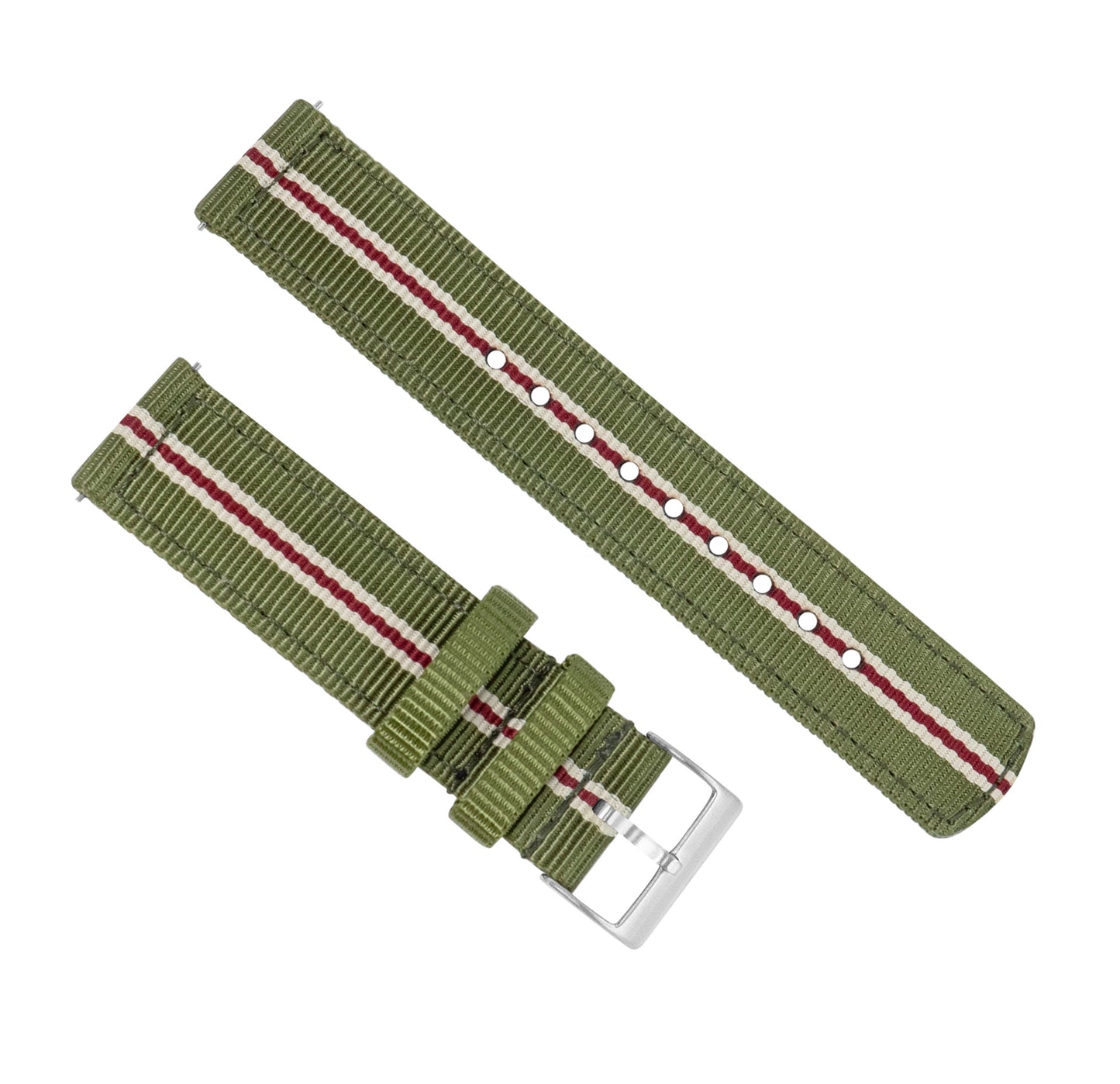 Fossil Gen 5 | Two-Piece NATO Style | Army Green & Crimson - Barton Watch Bands