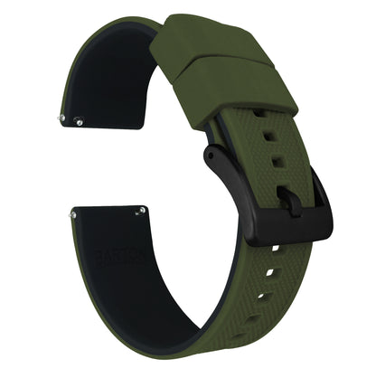 Samsung Galaxy Watch3 | Elite Silicone | Army Green Top / Black Bottom - Barton Watch Bands
