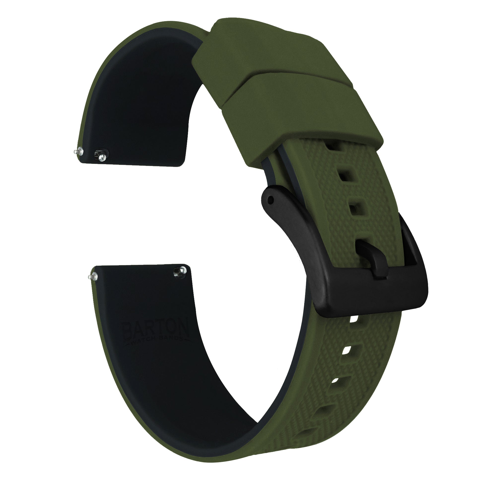 Samsung Galaxy Watch4 | Elite Silicone | Army Green Top / Black Bottom - Barton Watch Bands