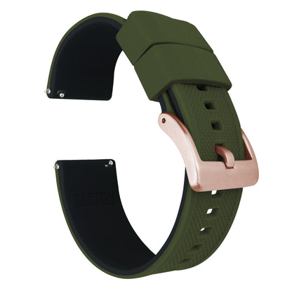 Samsung Galaxy Watch3 | Elite Silicone | Army Green Top / Black Bottom - Barton Watch Bands