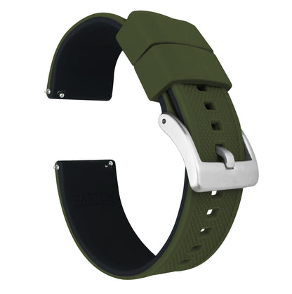 Fossil Sport | Elite Silicone | Army Green Top / Black Bottom - Barton Watch Bands