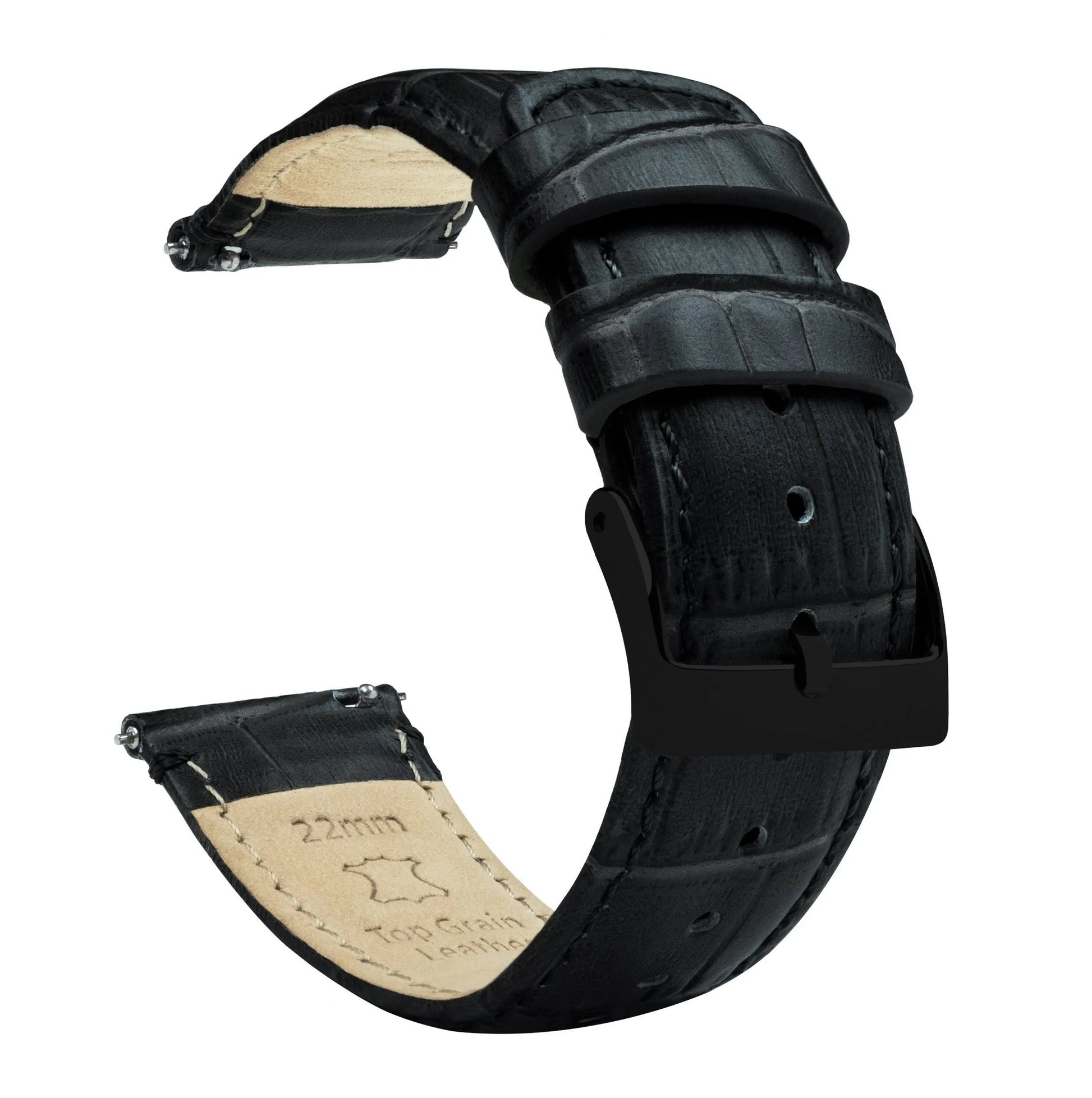 Samsung Galaxy Watch3 | Black Alligator Grain Leather - Barton Watch Bands